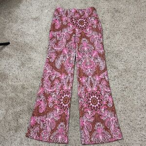 NWT Anthropologie Maeve Pink Paisley Maria Jacquard Flare Pants 0